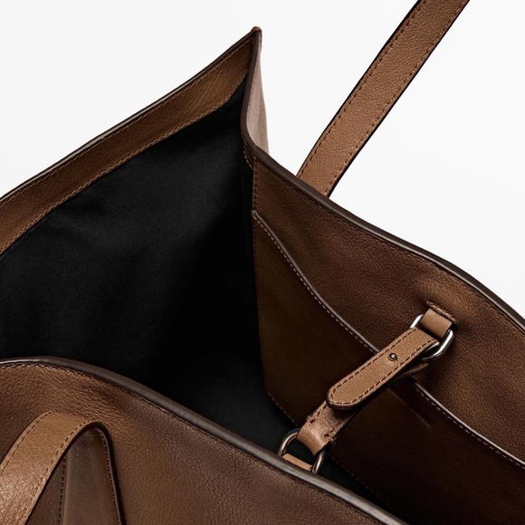 Massimo Dutti Nappa Leather Maxi Tote Bag - Beige - Picture 12 of 12